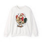 Santa on Rooster Christmas Crewneck Sweatshirt