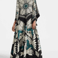 Elegance Floral Print Waterfall Sleeves Maxi Dress