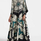 Elegance Floral Print Waterfall Sleeves Maxi Dress