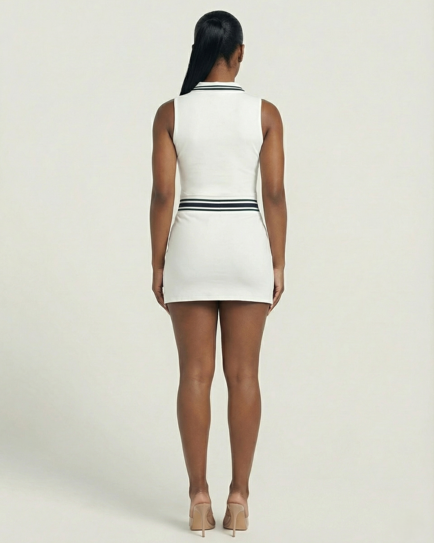 DRAYA Sporty Zip-Front Collared Top & Mini Skirt Set - Samberule