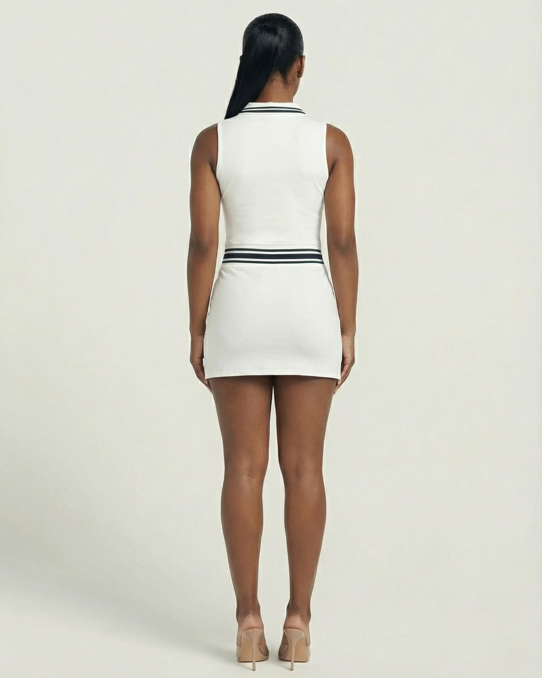DRAYA Sporty Zip-Front Collared Top & Mini Skirt Set - Samberule