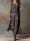 Retro grey ribbed stretch slim-fit set