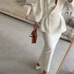Fashion Solid Color V-Neck Top & Skirt Two-Piece Set