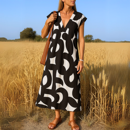 Riley - V-Neck Midi Dress - Samberule