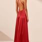 Elegant Deep V Neck Halter Maxi Dress