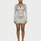 AVENYA Striped Long-Sleeved Shirt & Mini Skirt Set