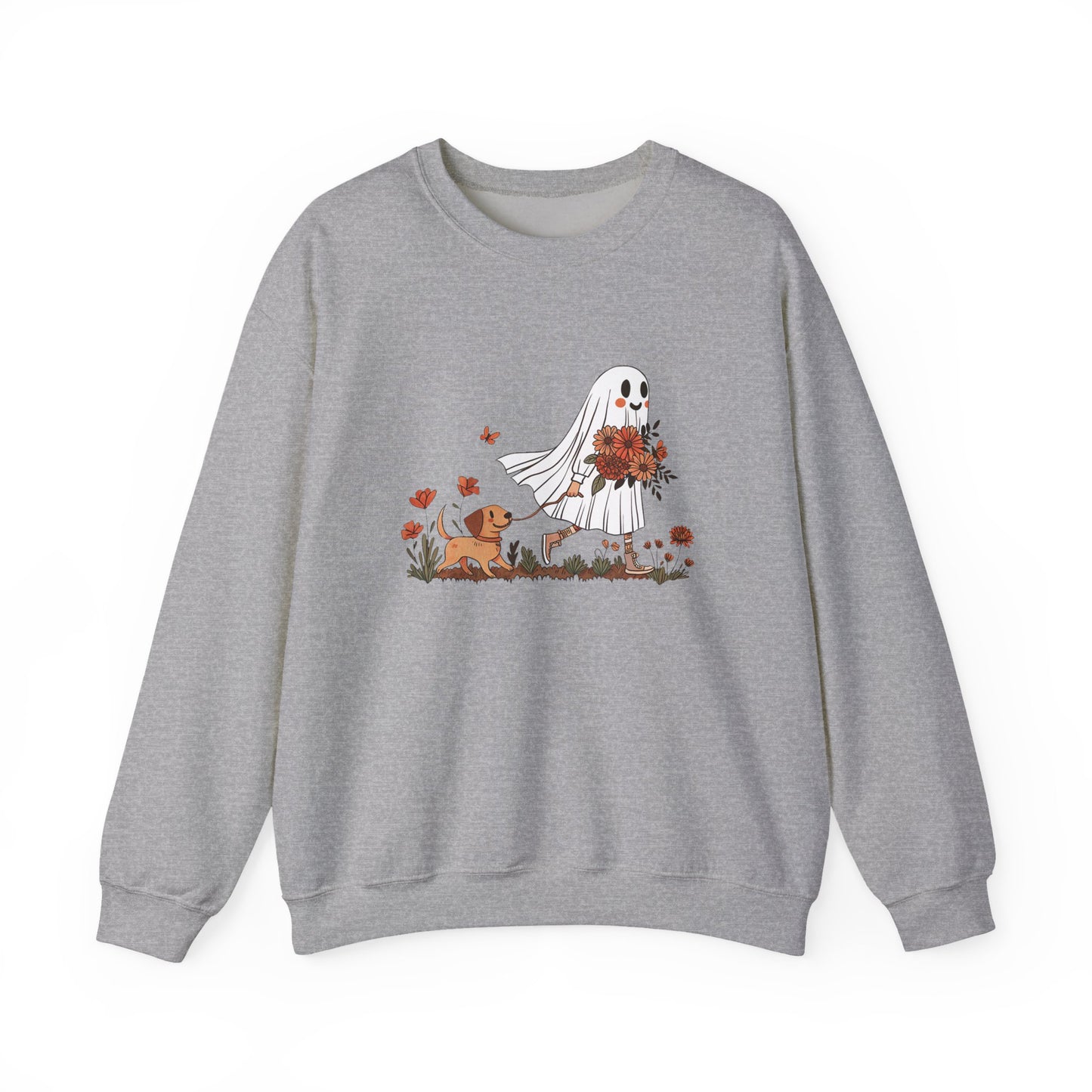 Cute Ghost & Dog Halloween Crewneck Sweatshirt - Samberule