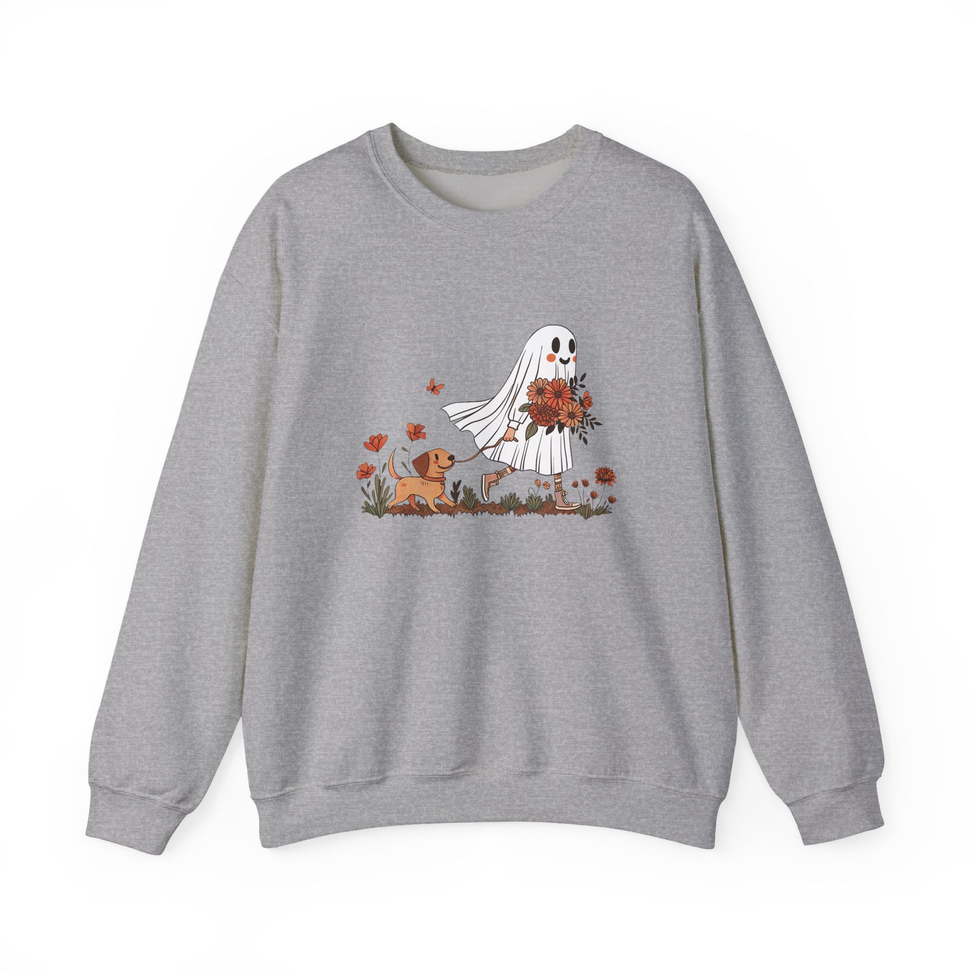 Cute Ghost & Dog Halloween Crewneck Sweatshirt - Samberule