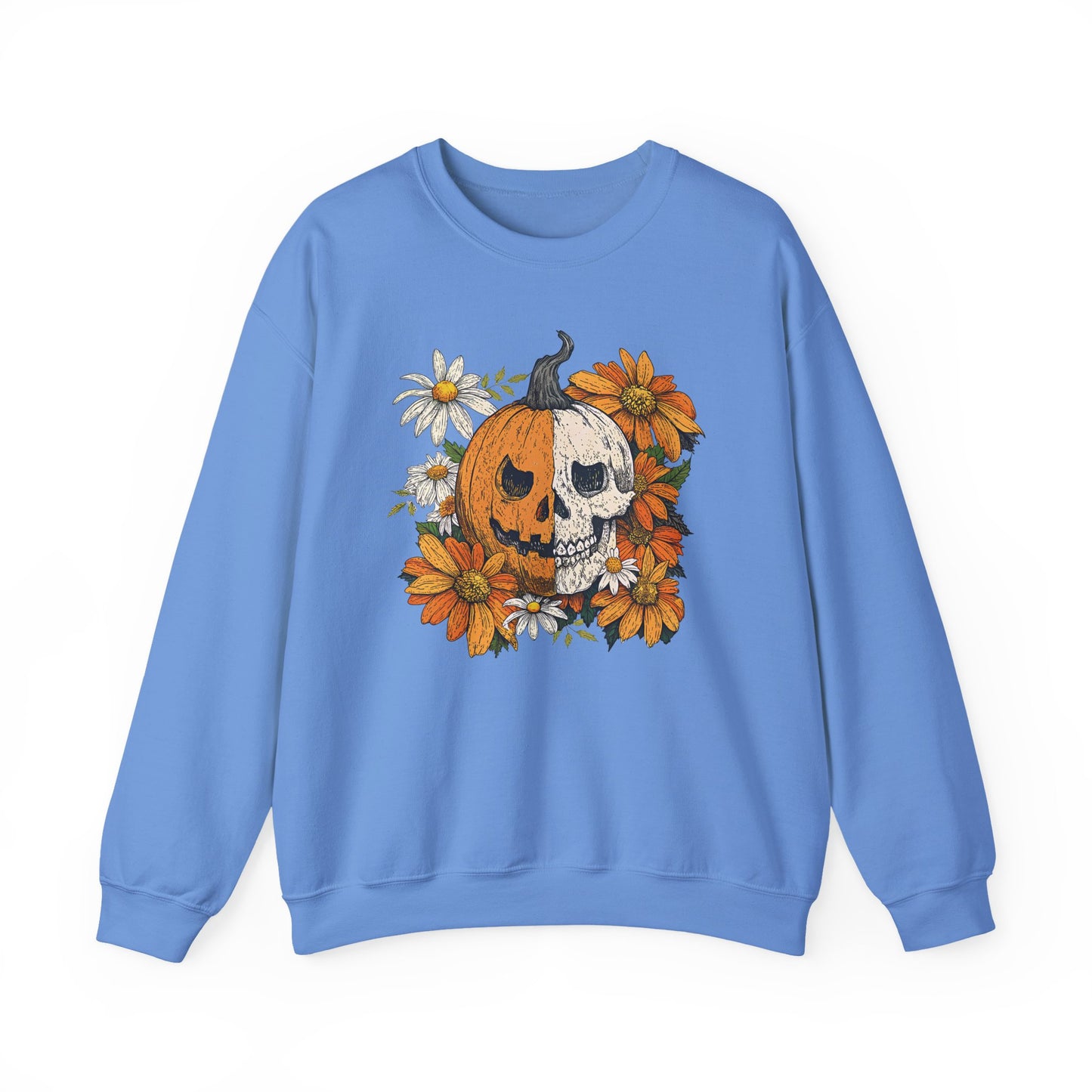 Retro Floral Pumpkin Halloween Crewneck Sweatshirt - Samberule