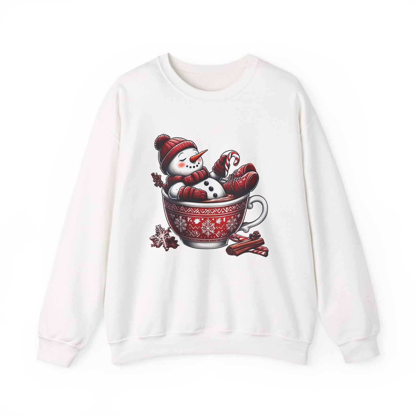 Cozy Snowman in Hot Cocoa Christmas Crewneck Sweatshirt