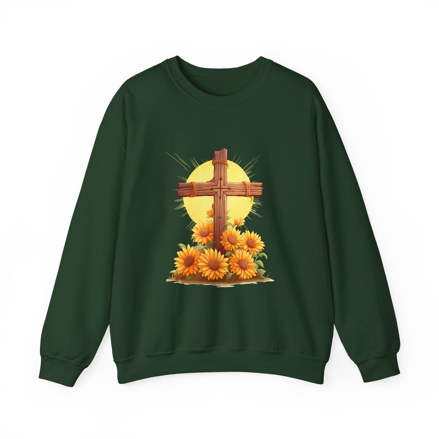 Christian Cross Sunflower Faith Crewneck Sweatshirt