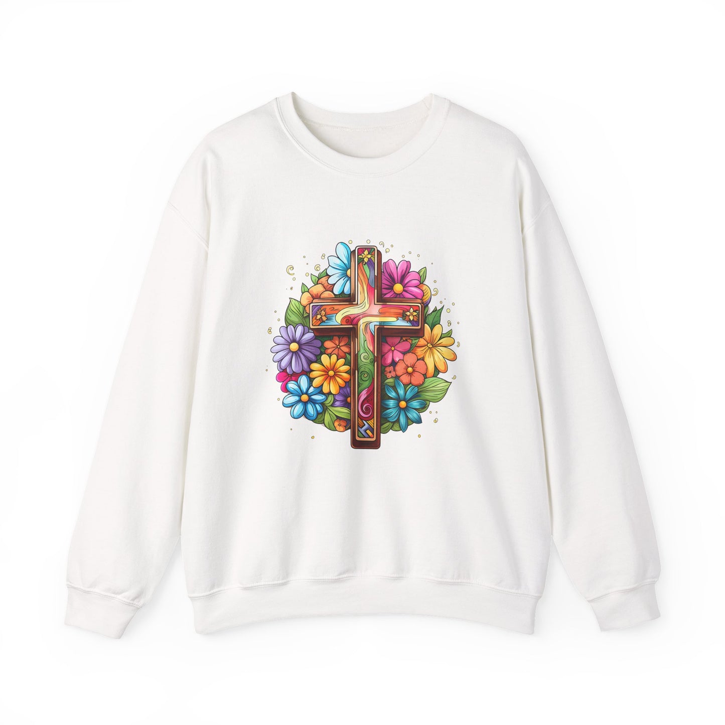Colorful Christian Floral Faith Crewneck Sweatshirt
