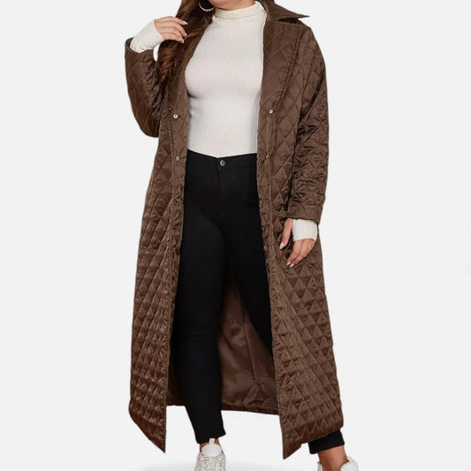 Women’s Long Coat with Quilted Detail - Samberule