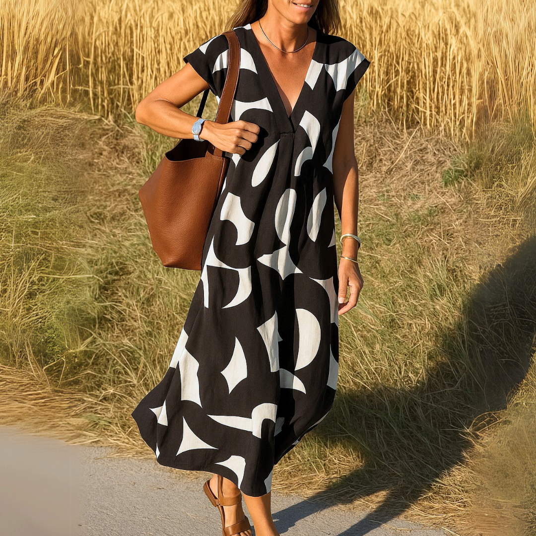 Riley - V-Neck Midi Dress - Samberule