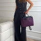 Classic V-neck Pleated Cotton and Linen Wide-leg Pants Suit