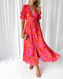 DERANA | Pink Red Maxi Dress - Samberule