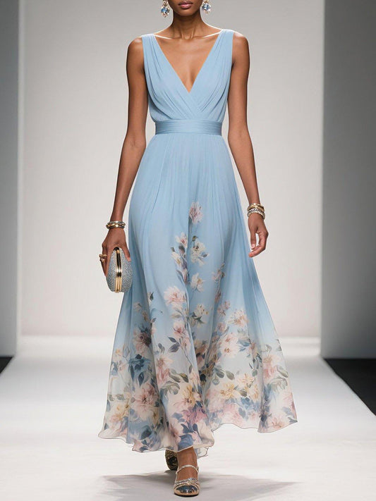 Taylor | Women Floral Chiffon Summer Maxi Dress - Samberule