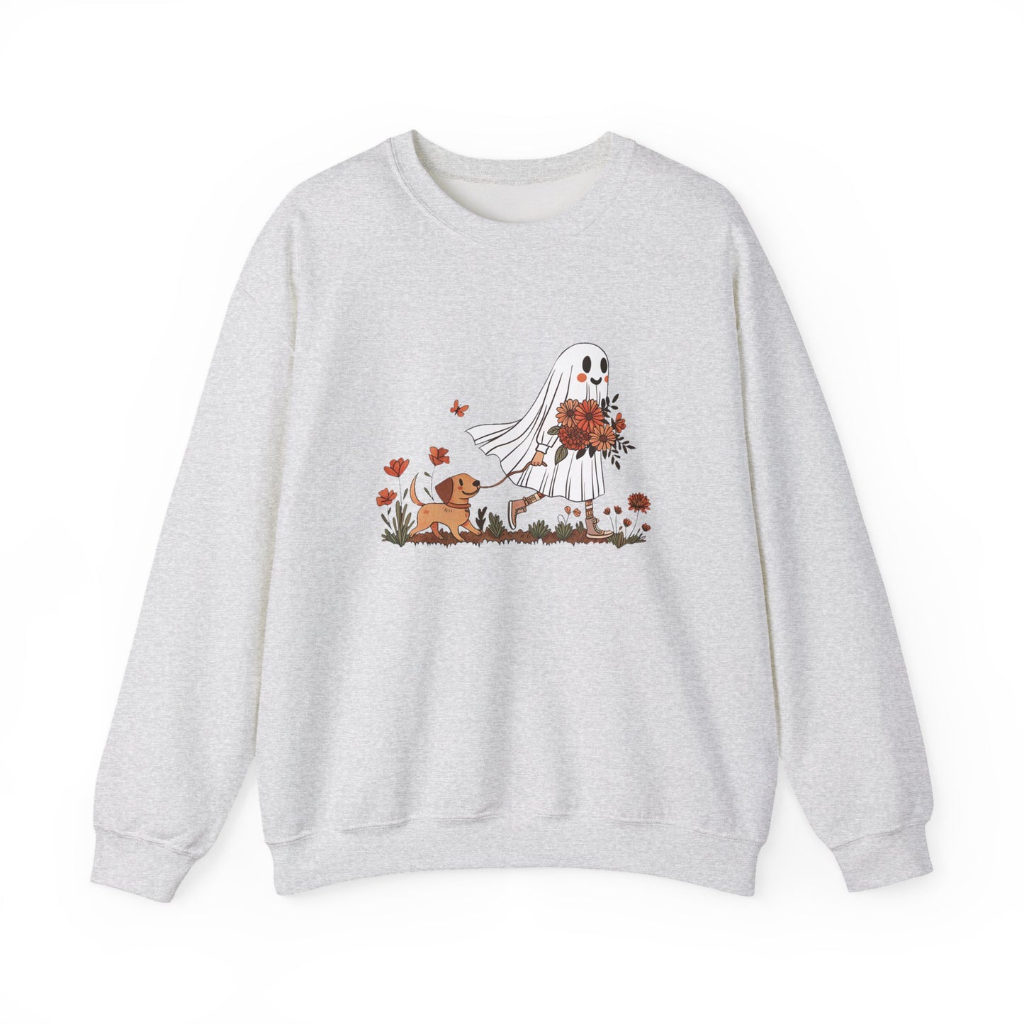 Cute Ghost & Dog Halloween Crewneck Sweatshirt - Samberule