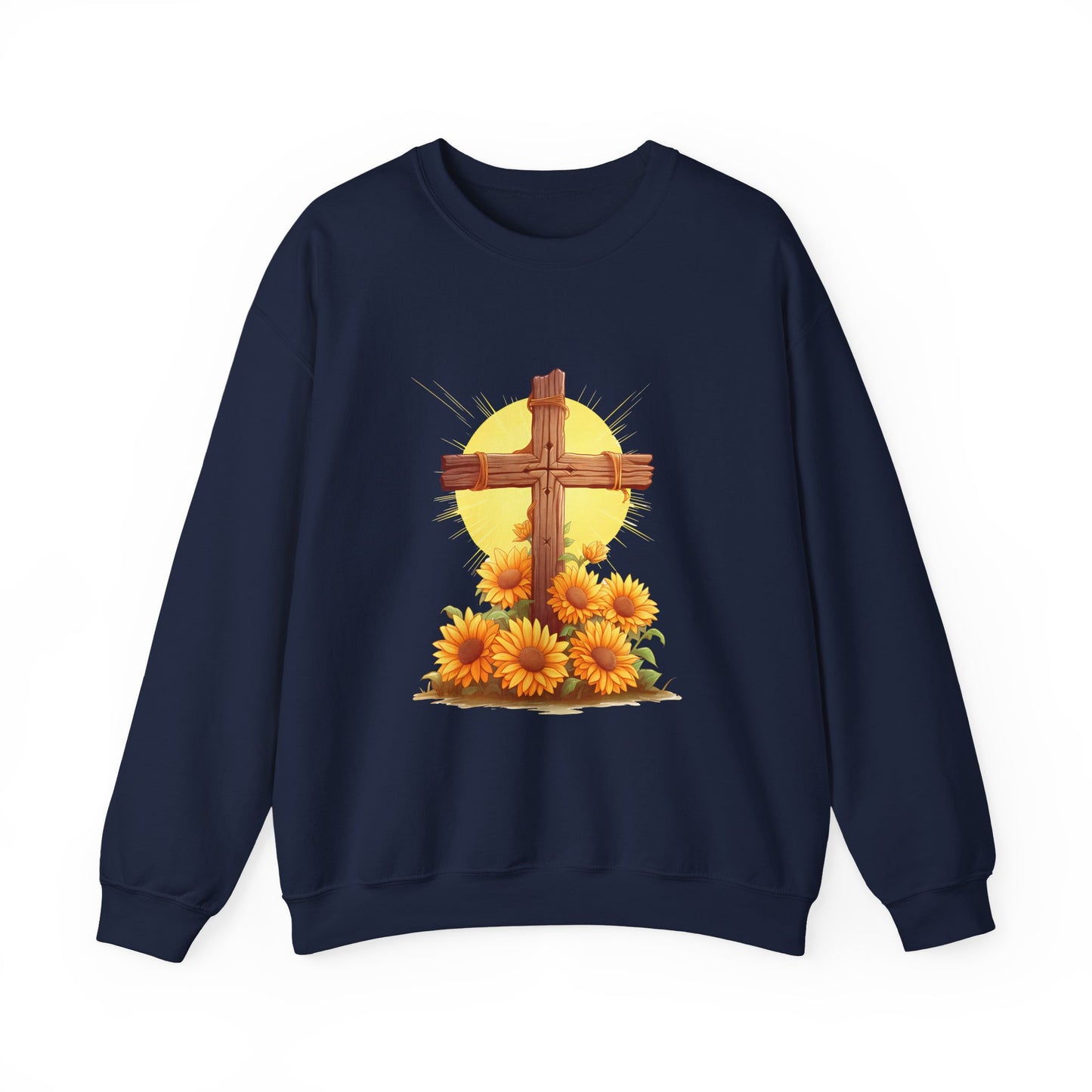 Christian Cross Sunflower Faith Crewneck Sweatshirt