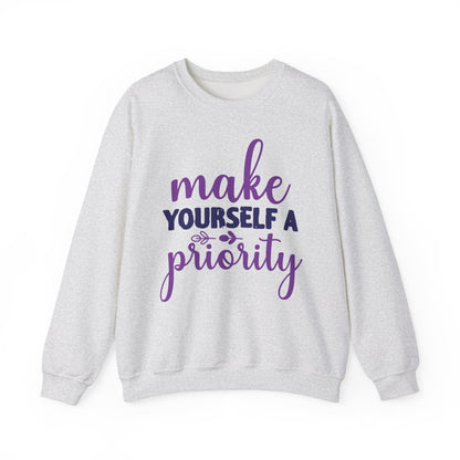 Make Yourself a Priority Mental Health Crewneck Sweatshirt