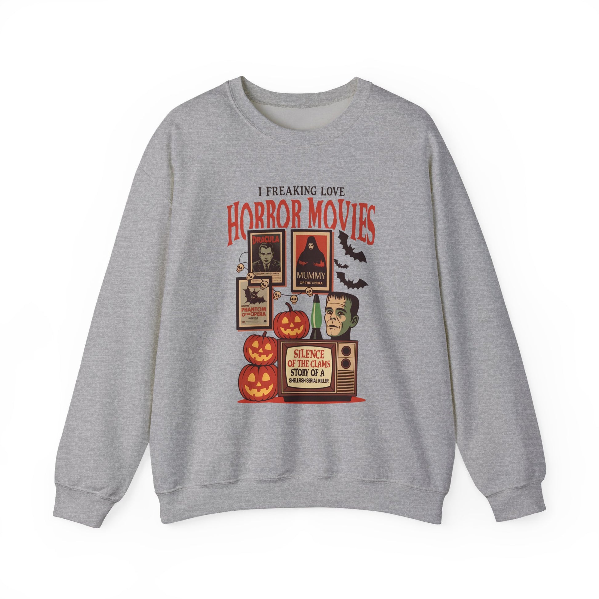 I Freaking Love Horror Movies Halloween Crewneck Sweatshirt - Samberule
