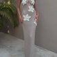 3D Flower Decor Halter Neck Bodycon Crochet Maxi Dresses