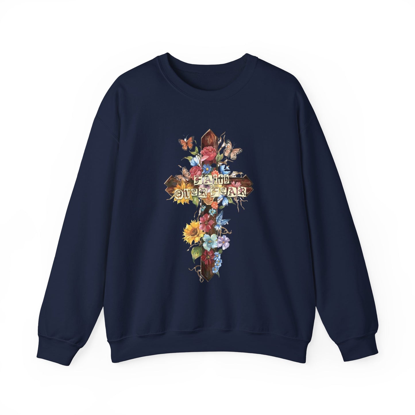 Floral Cross Faith Crewneck Sweatshirt
