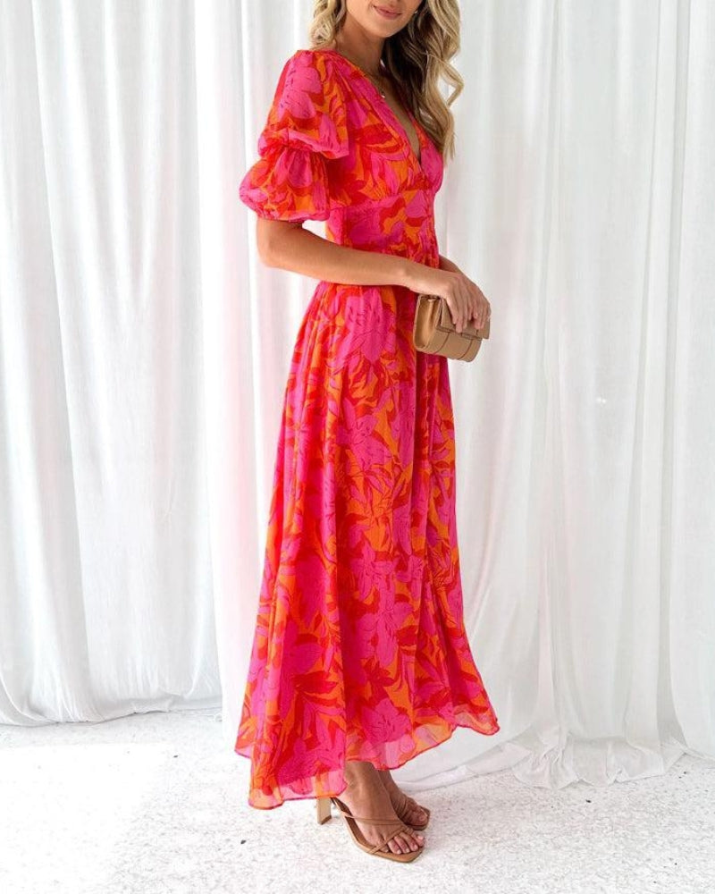 DERANA | Pink Red Maxi Dress - Samberule