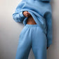 Fashion Casual Hooded Solid Color Two-piece Suit