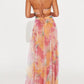 Elegant Painted Floral Print V-Neck A-Line Maxi Dress