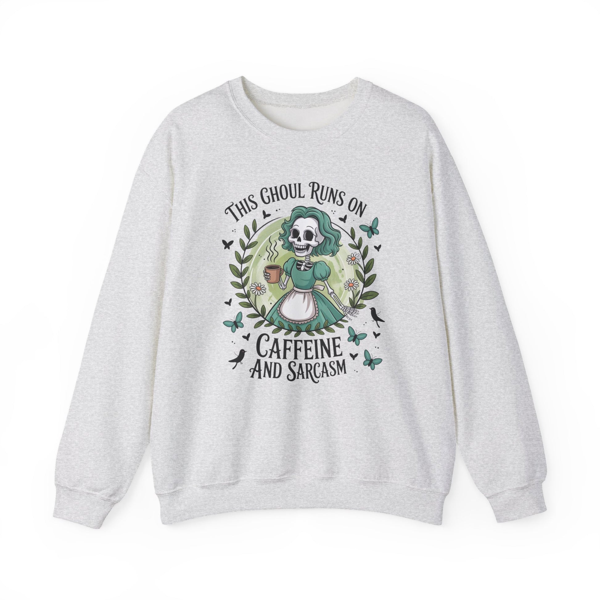 The Ghoul Runs on Caffeine and Sarcasm Halloween Crewneck Sweatshirt - Samberule