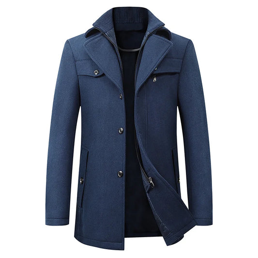 Michael | Men’s Elegant Winter Long Button Overcoat - Samberule