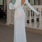Cover Up Long Sleeve Open Back Long Dress