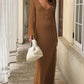 Cover Up Long Sleeve Open Back Long Dress