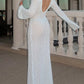 Cover Up Long Sleeve Open Back Long Dress