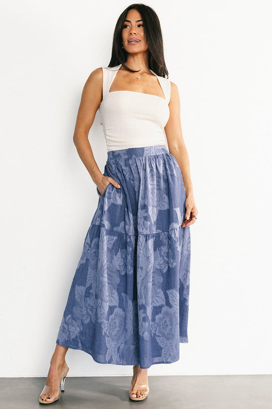 Alejandra Midi Skirt | Blue Floral