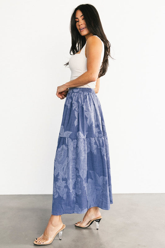 Alejandra Midi Skirt | Blue Floral