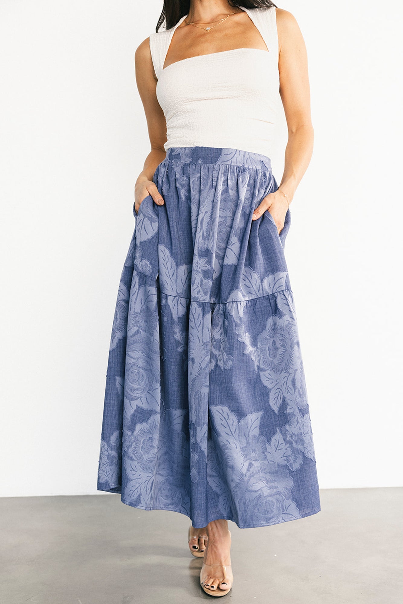Alejandra Midi Skirt | Blue Floral