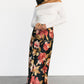 Cosette Satin Midi Skirt | Black Floral