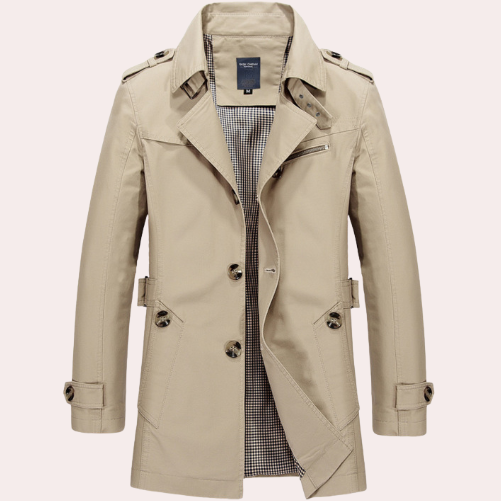 Jason | Slim Fit Double Breasted Trench Coat Men - Samberule