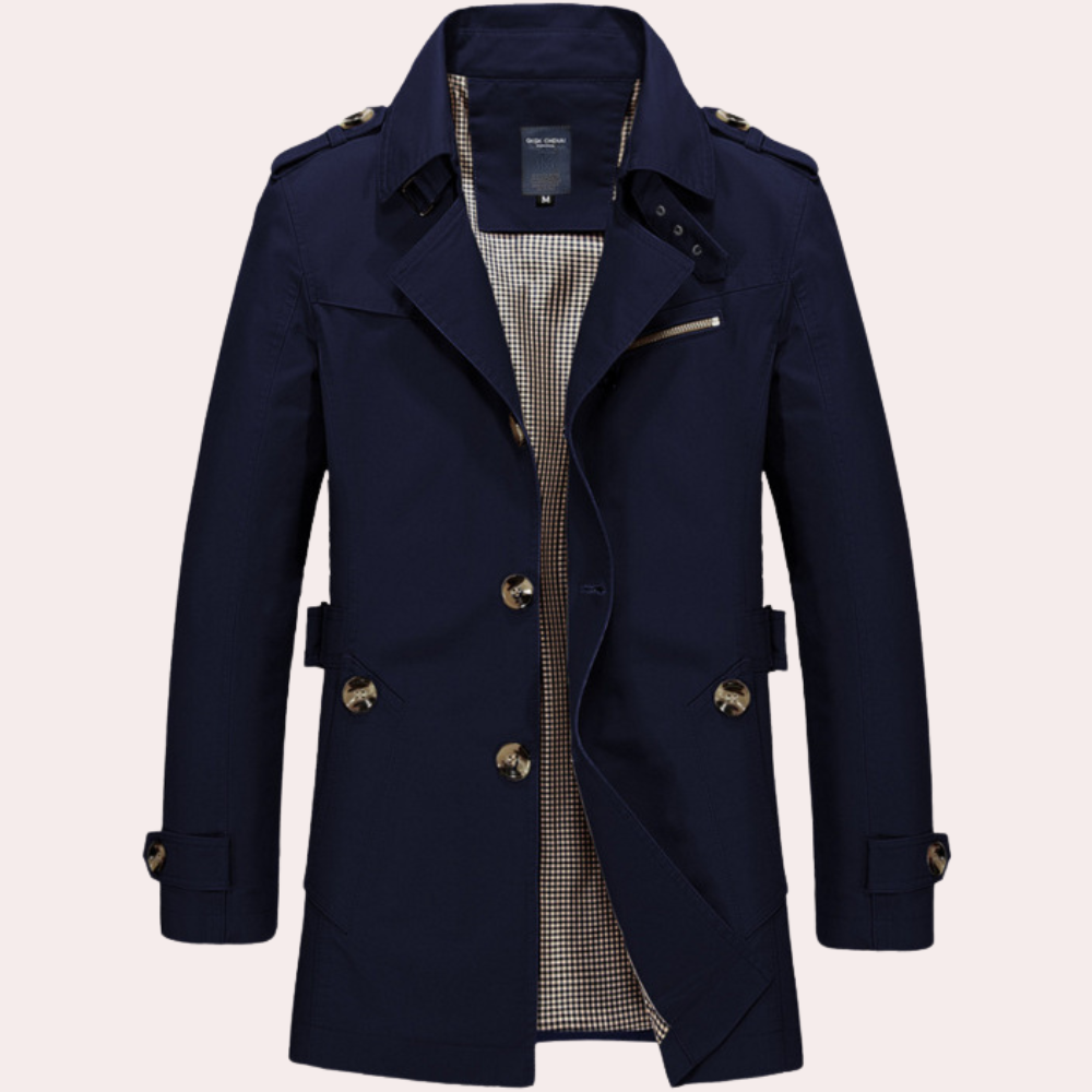 Jason | Slim Fit Double Breasted Trench Coat Men - Samberule