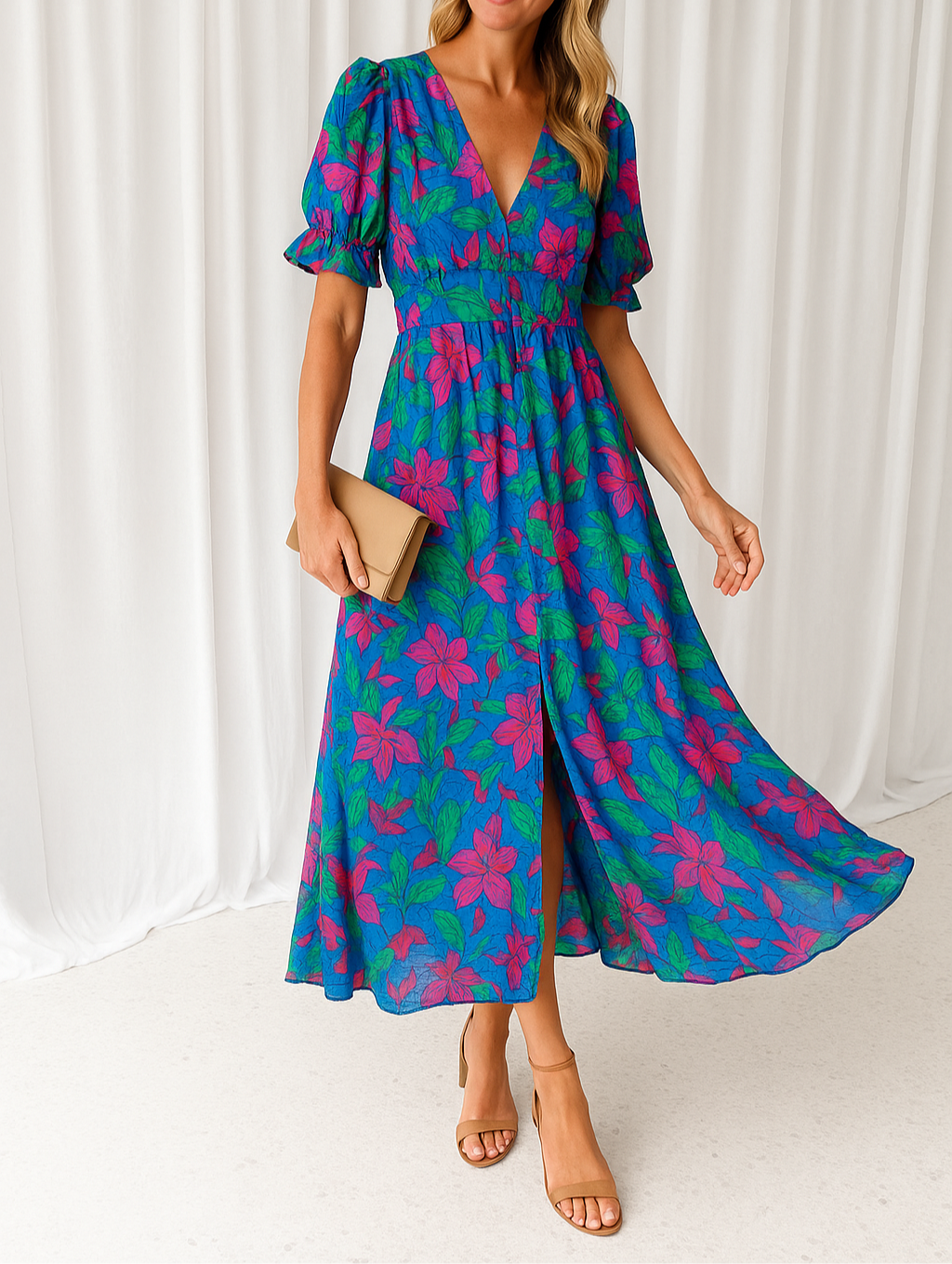 DERANA | Pink Red Maxi Dress - Samberule