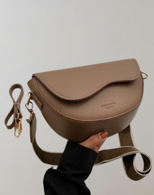 Emma - Vegan Leather Curved Flap Crossbody Bag - Samberule