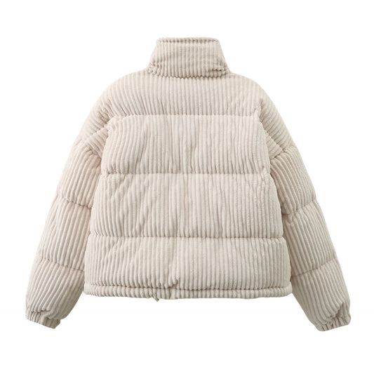 Remi | Cropped Puffer Jacket – Ribbed Elevated Edge