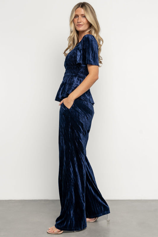 Elin Velvet Set | Navy