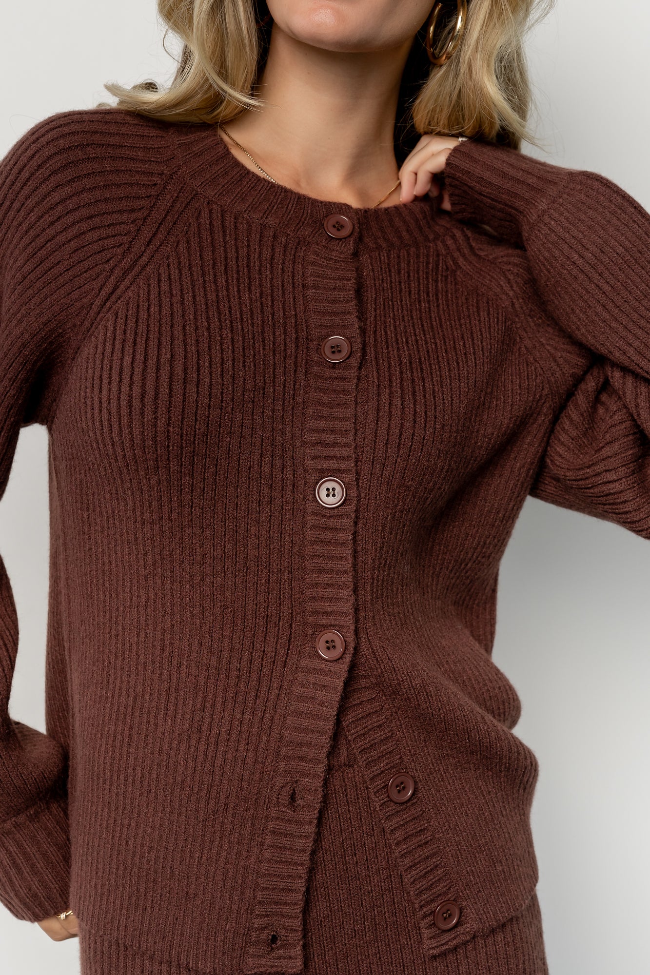 Blair Rib Knit Cardigan | Mahogany