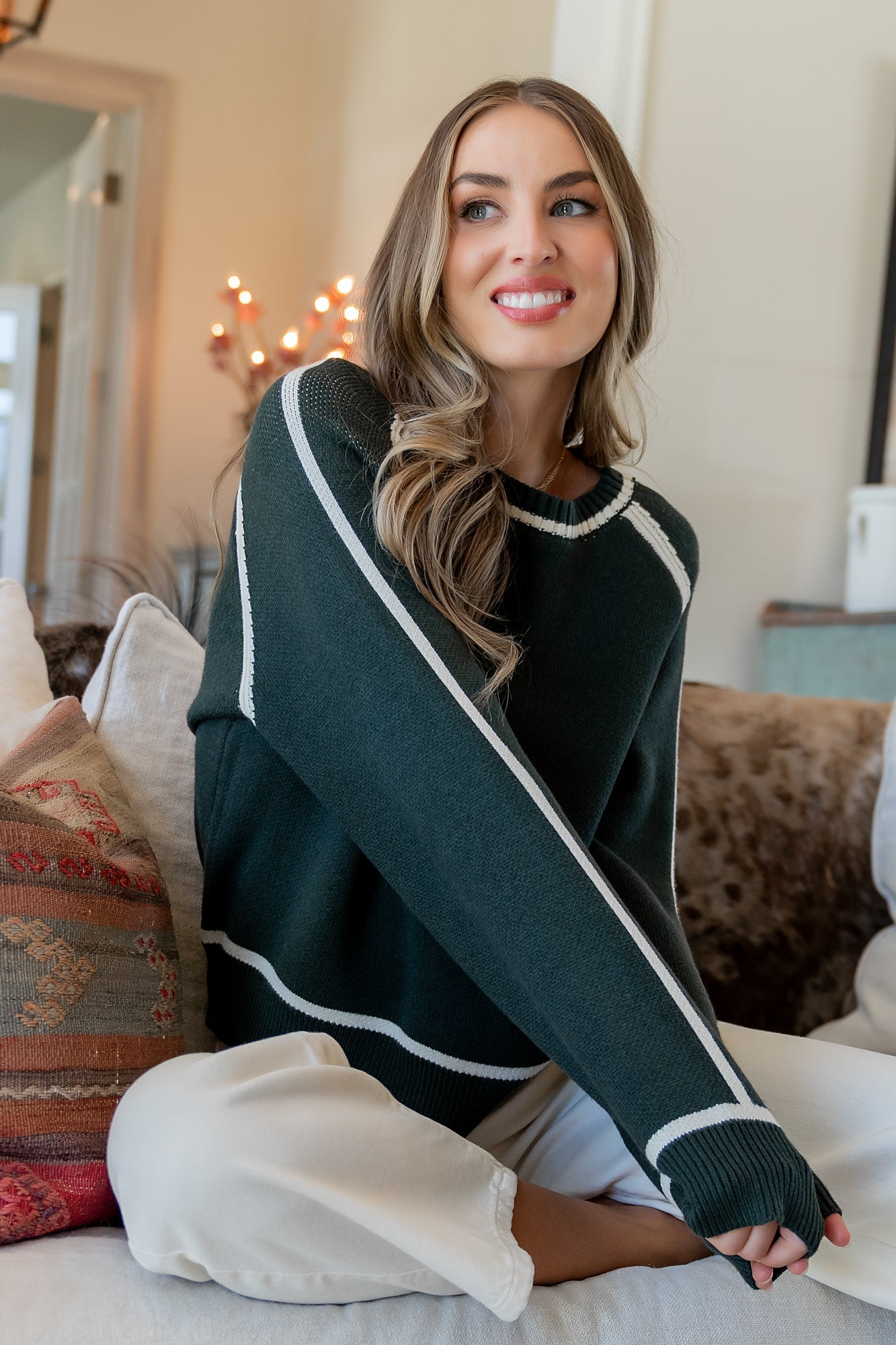 Ava Knit Sweater | Dark Green