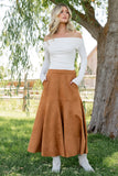 Tona Faux Suede Skirt | Camel