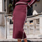 Ava Knit Midi Skirt | Wine