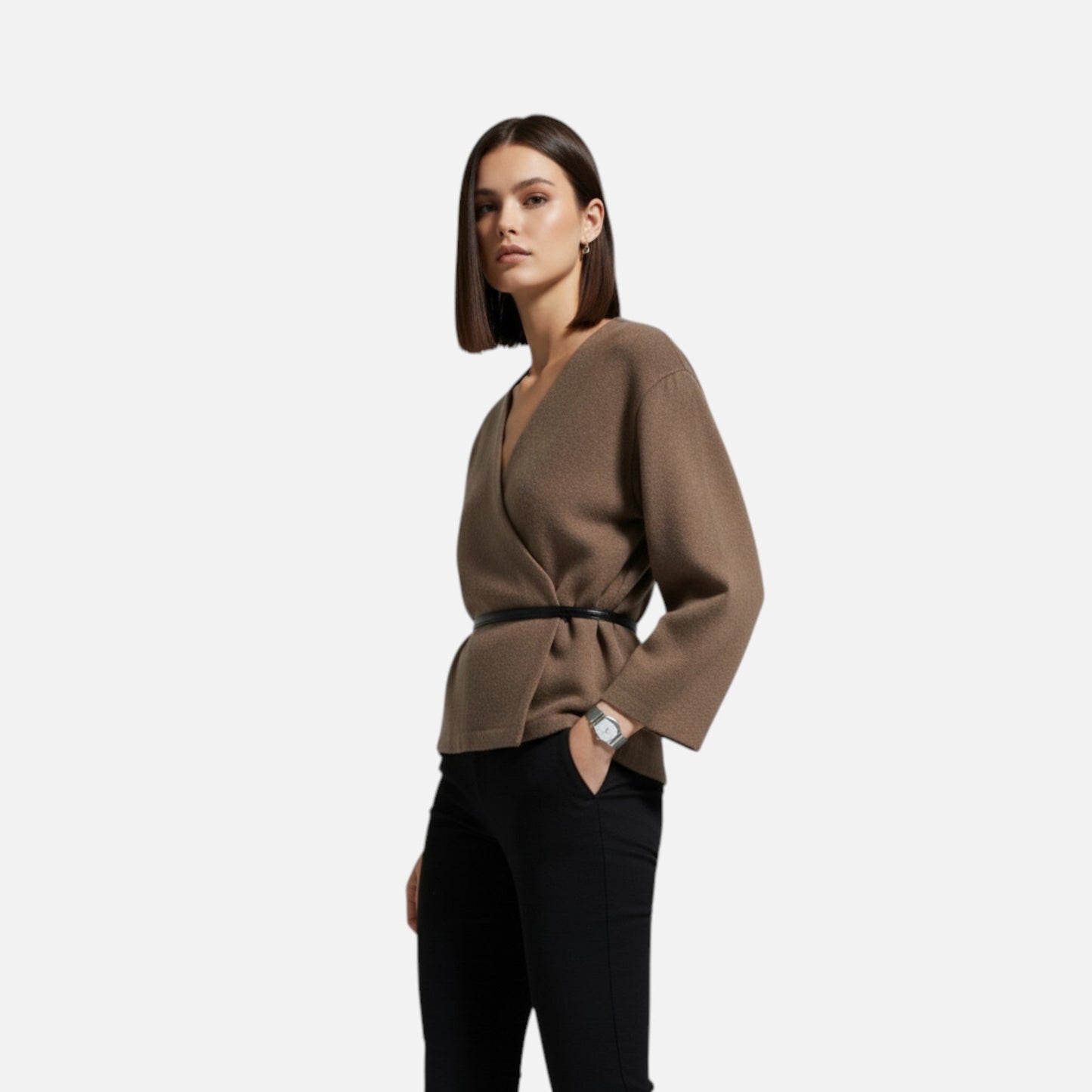 Women's Elegant Wrap Sweater with Belt - Samberule
